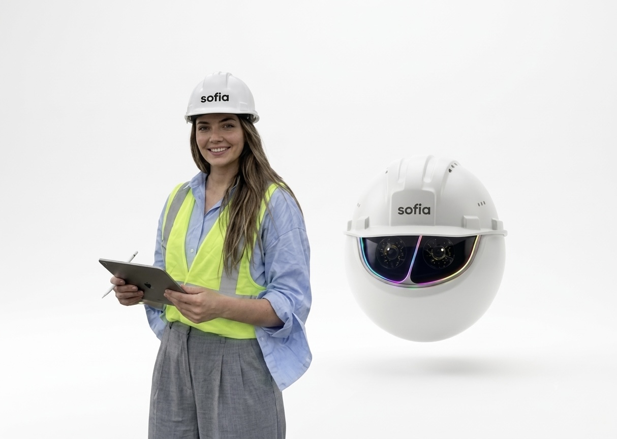 Profesional de construccion usando Sofia en obra